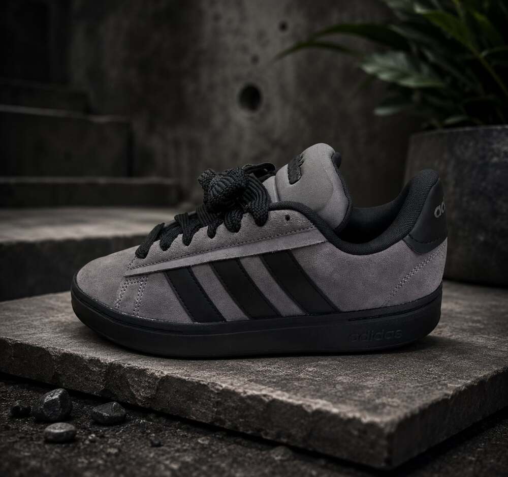 Adidas Grand Court Alpha 00s Suede Sneakers in Grey and Black Size 10